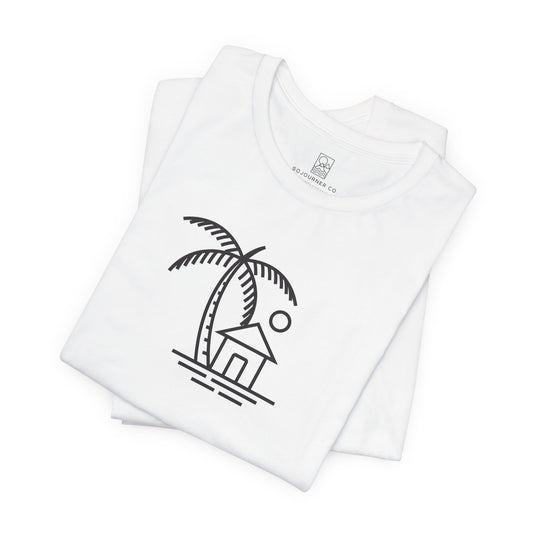 Palm & Hut Line Art T-Shirt