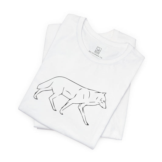 The Quiet Path – Minimalist Wolf Line Art Tee