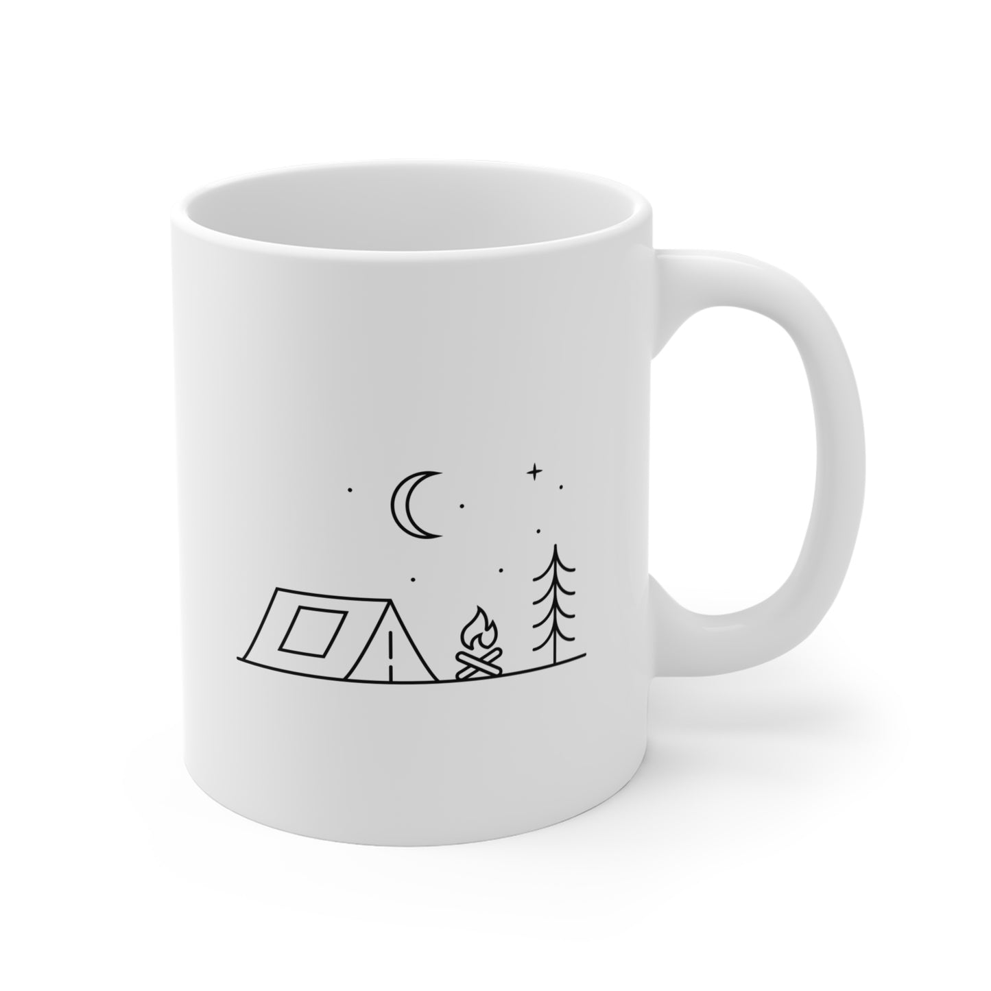 Tent Under Stars – Minimalist Mug