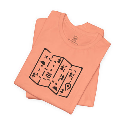 Adventure Map Tee – Minimalist Line Art for Explorers