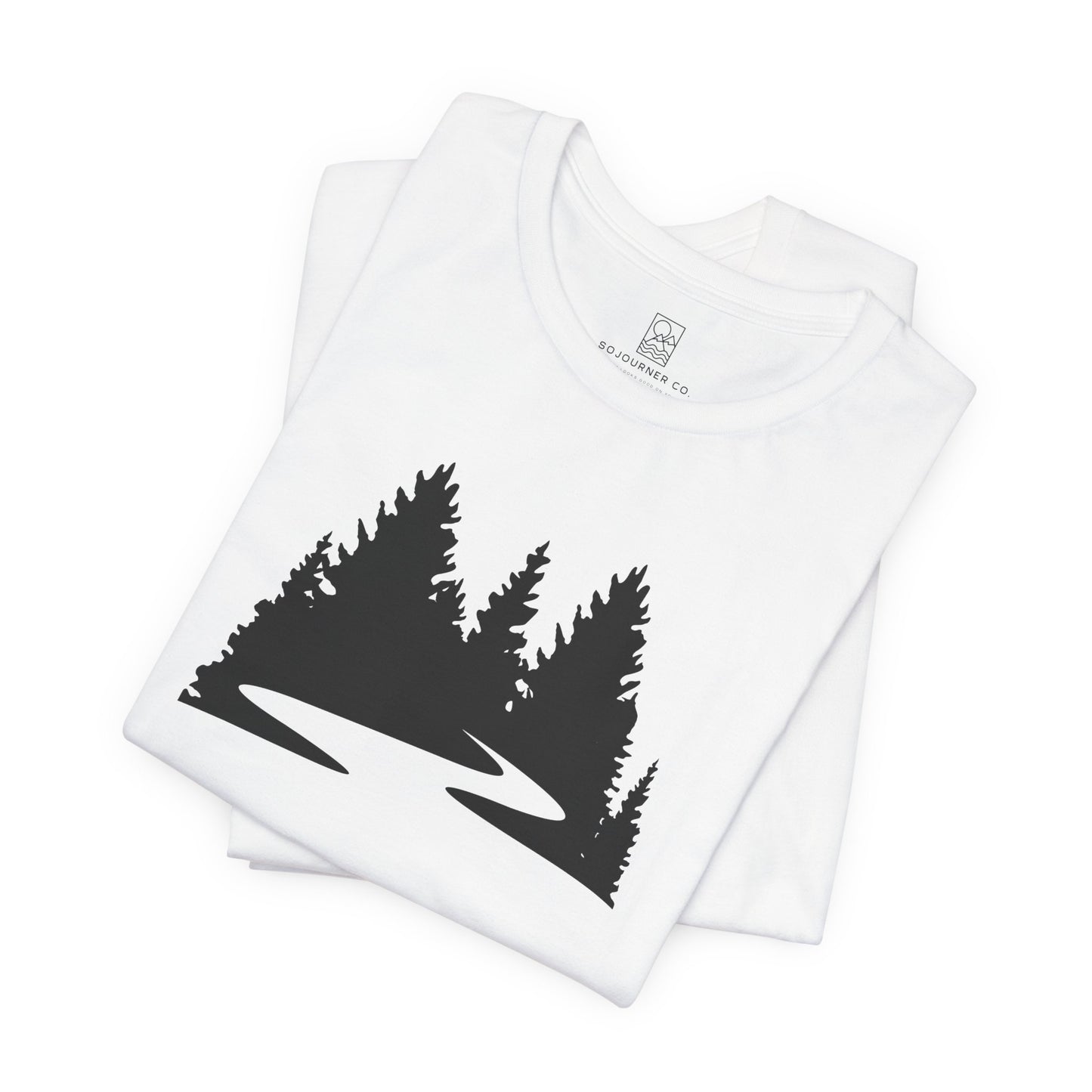 Winding Pines Tee – Bold Minimalist Forest Design