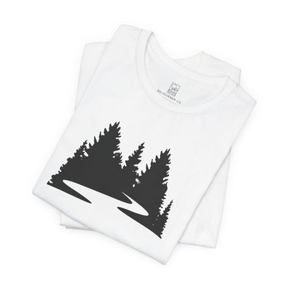 Winding Pines Tee – Bold Minimalist Forest Design