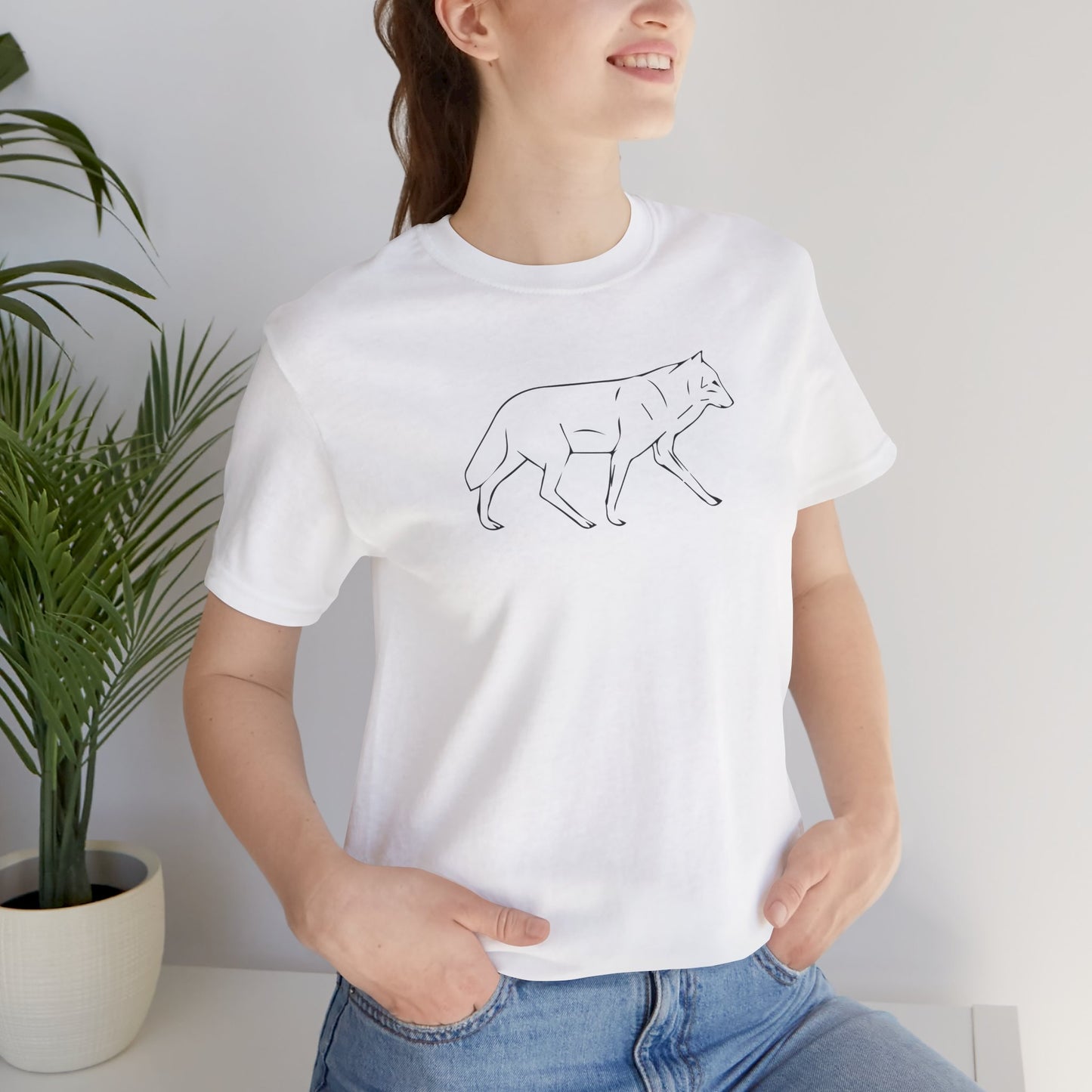 The Quiet Path – Minimalist Wolf Line Art Tee