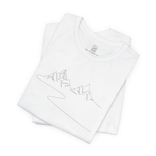 Single Line Mountain Tee – Unisex Minimalist Nature Shirt