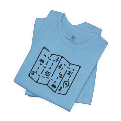 Adventure Map Tee – Minimalist Line Art for Explorers