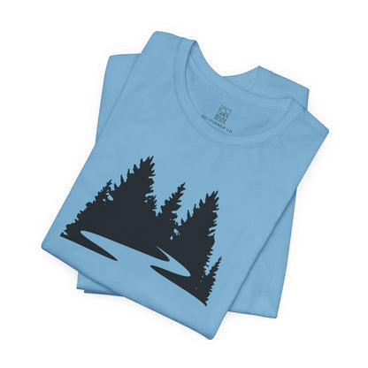 Winding Pines Tee – Bold Minimalist Forest Design