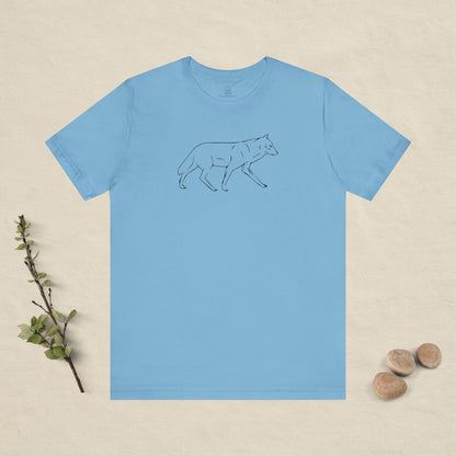 The Quiet Path – Minimalist Wolf Line Art Tee