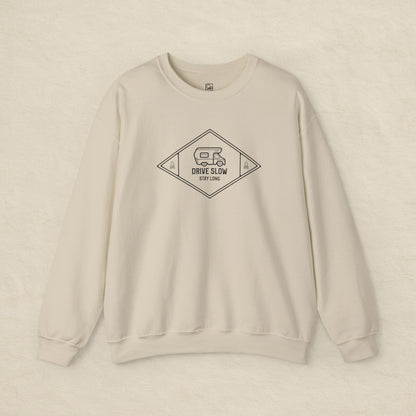 Drive Slow, Stay Long – Minimal Camper Sweatshirt