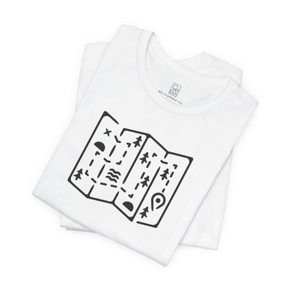 Adventure Map Tee – Minimalist Line Art for Explorers