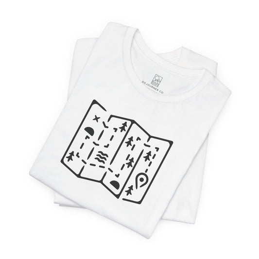 Adventure Map Tee – Minimalist Line Art for Explorers
