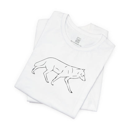 The Quiet Path – Minimalist Wolf Line Art Tee