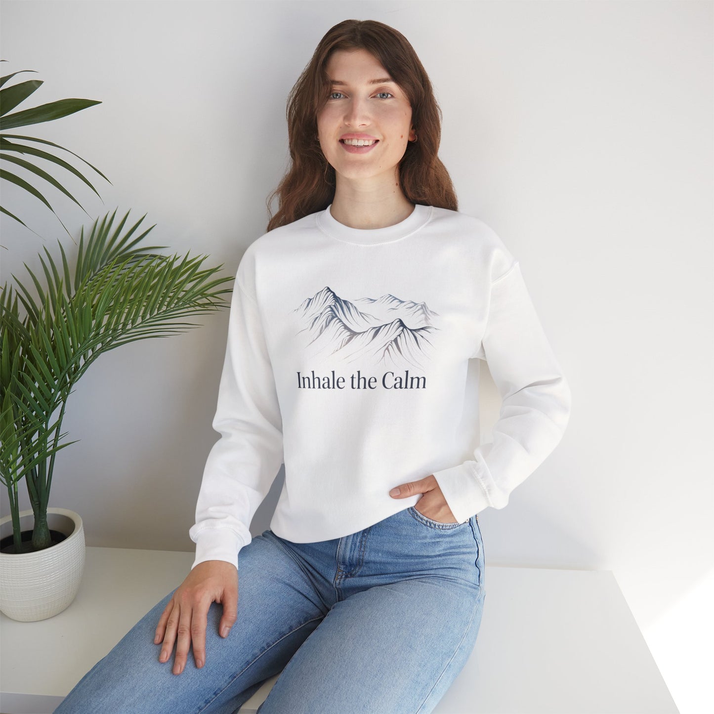 Inhale the Calm – Mountain Sketch Comfort Sweatshirt