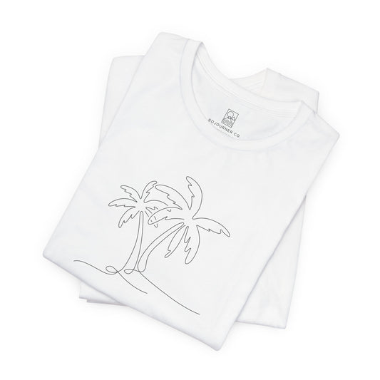 Minimalist Palm Tee – Coastal Calm Line Art