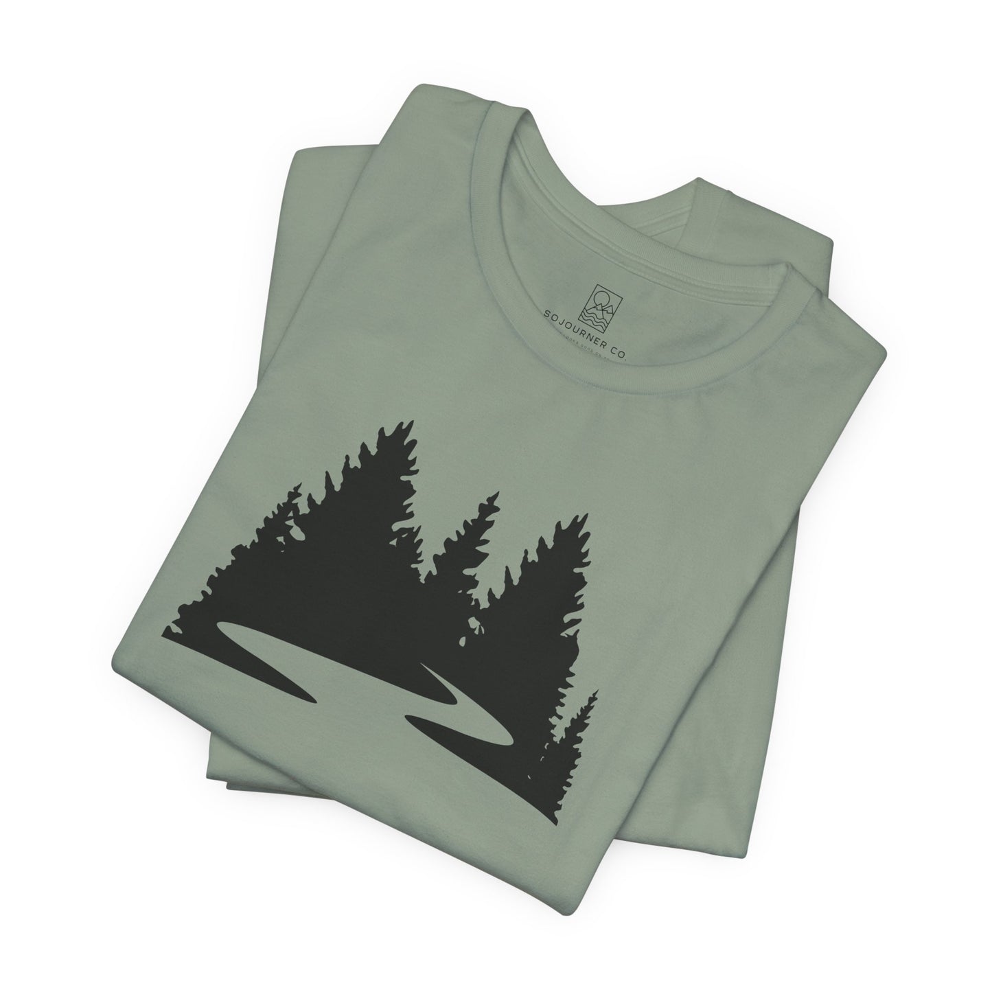 Winding Pines Tee – Bold Minimalist Forest Design