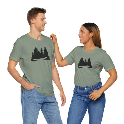 Winding Pines Tee – Bold Minimalist Forest Design