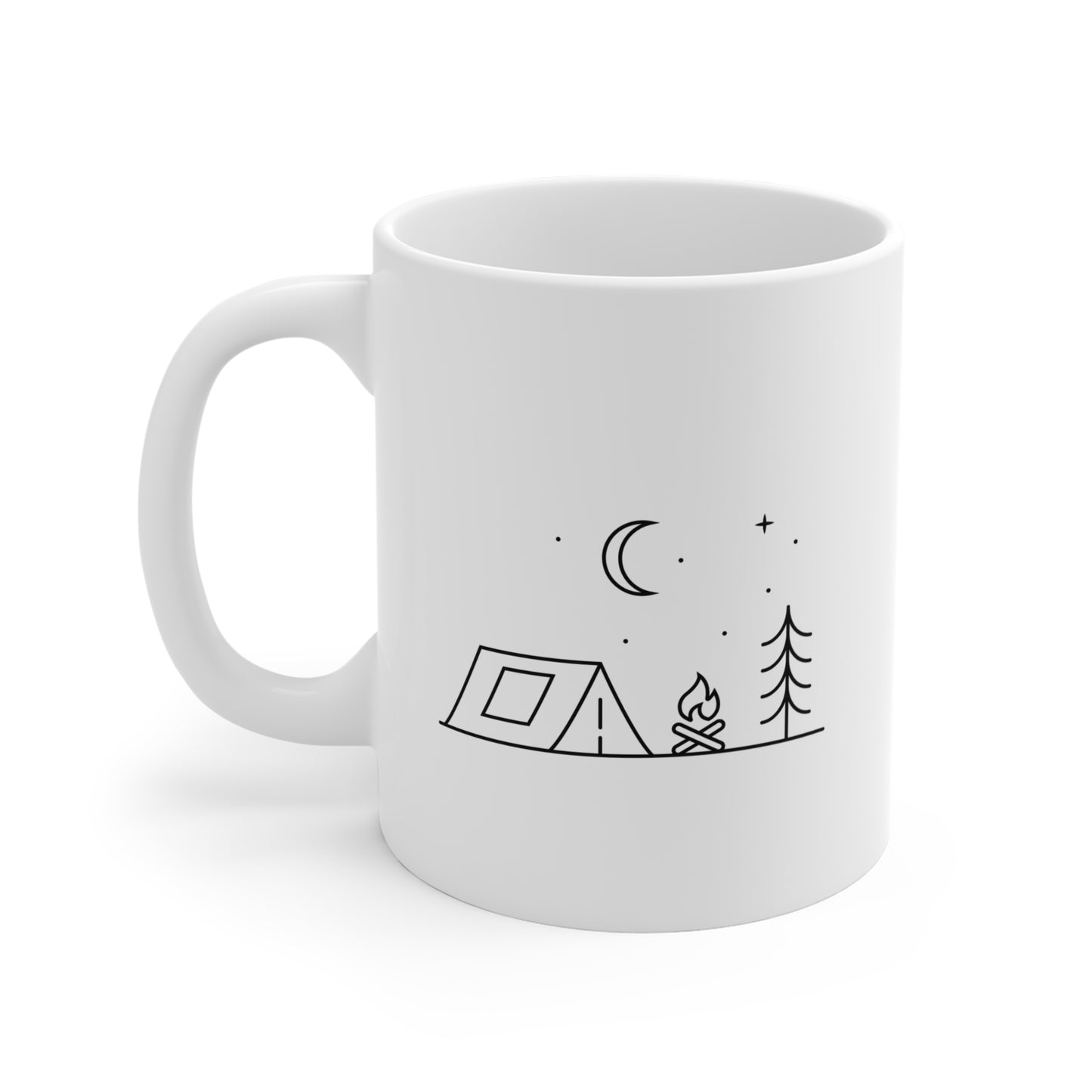 Tent Under Stars – Minimalist Mug