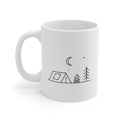 Tent Under Stars – Minimalist Mug
