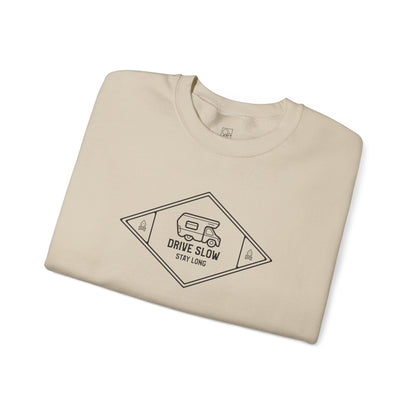Drive Slow, Stay Long – Minimal Camper Sweatshirt