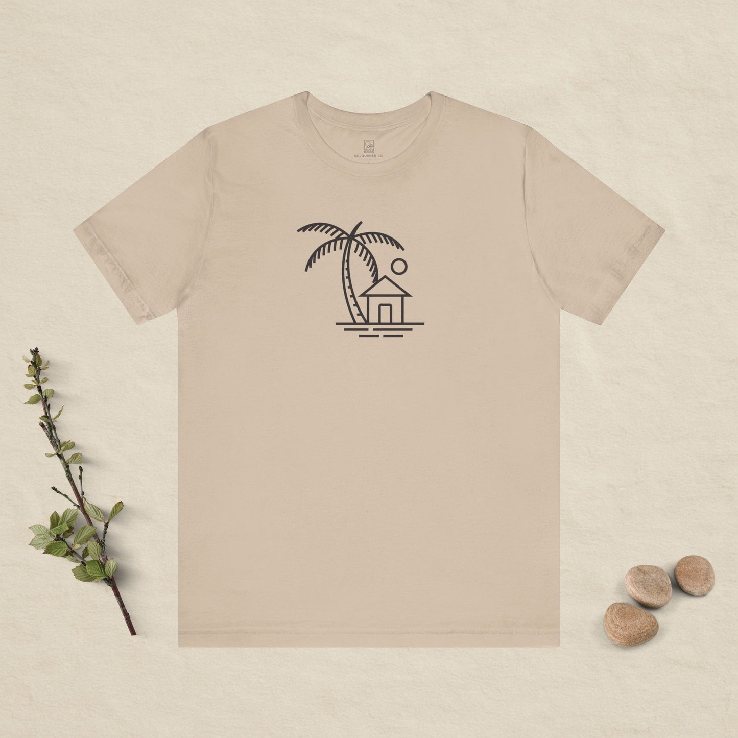 Palm & Hut Line Art T-Shirt