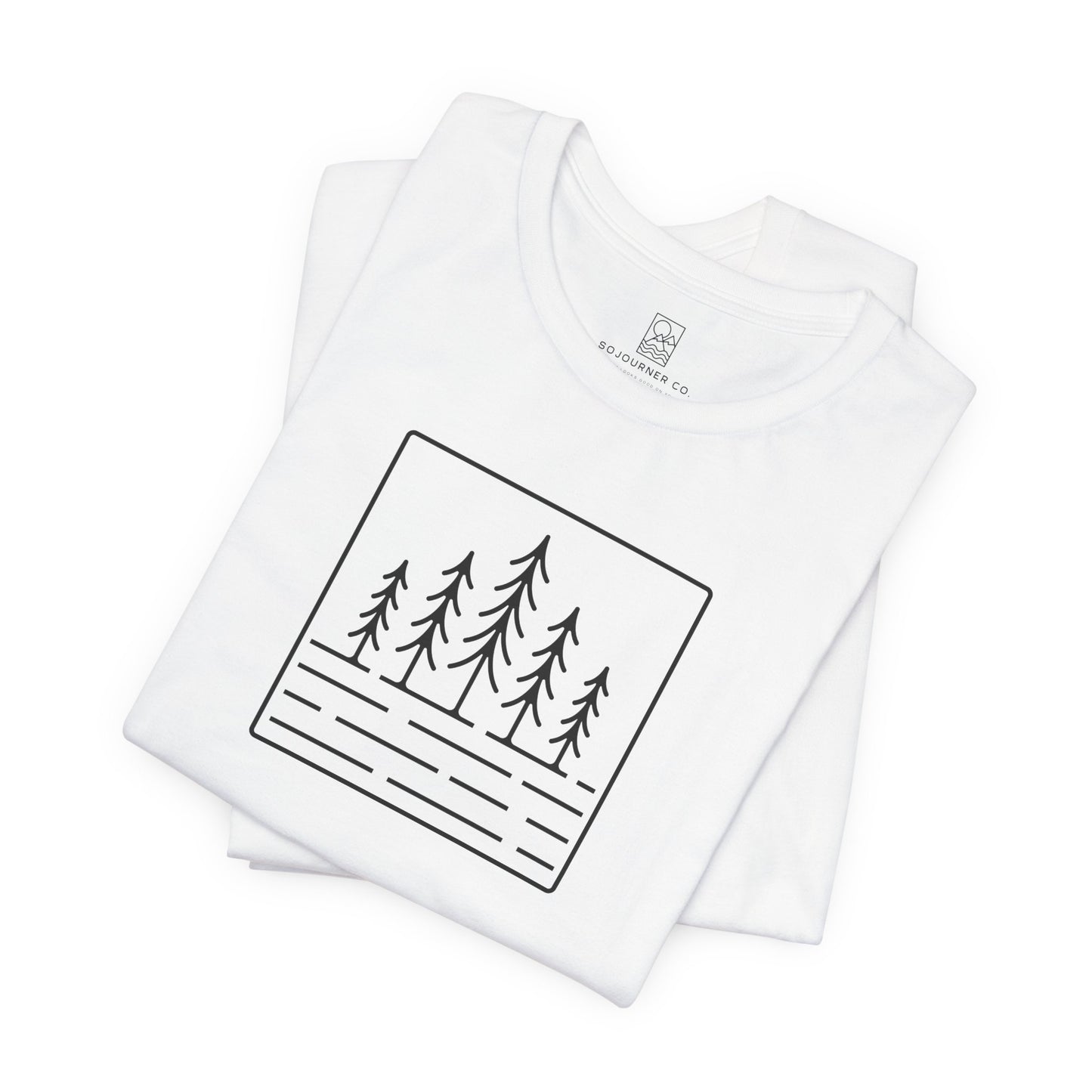 Pine Reflection Tee – Minimalist Forest Line Art
