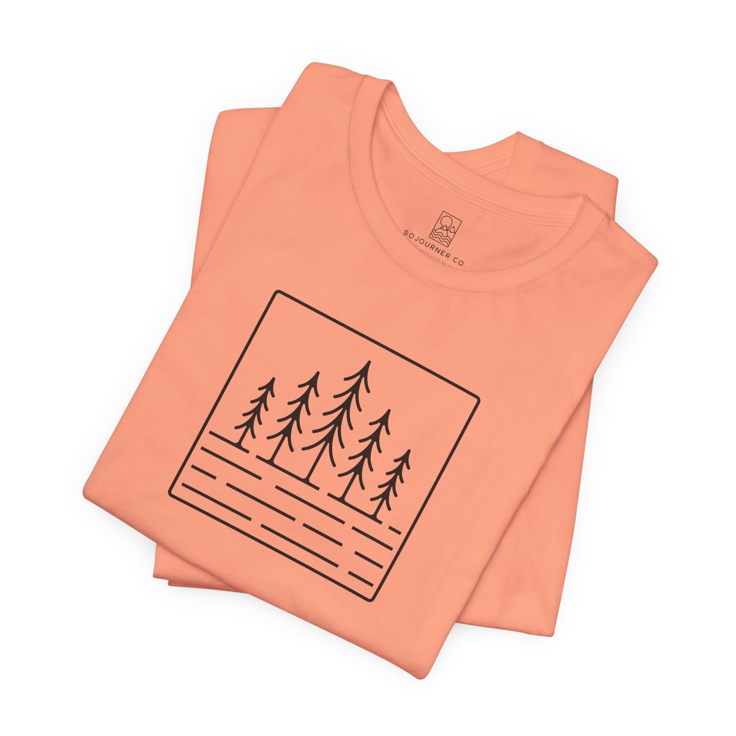 Pine Reflection Tee – Minimalist Forest Line Art