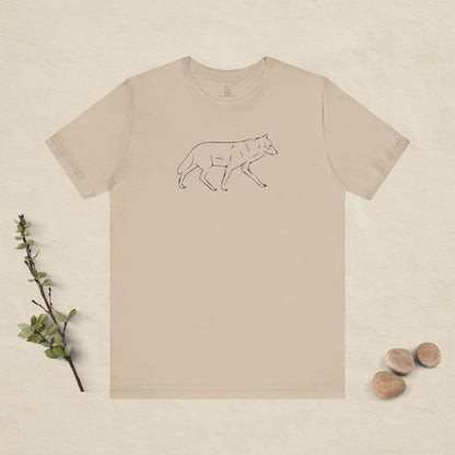 The Quiet Path – Minimalist Wolf Line Art Tee
