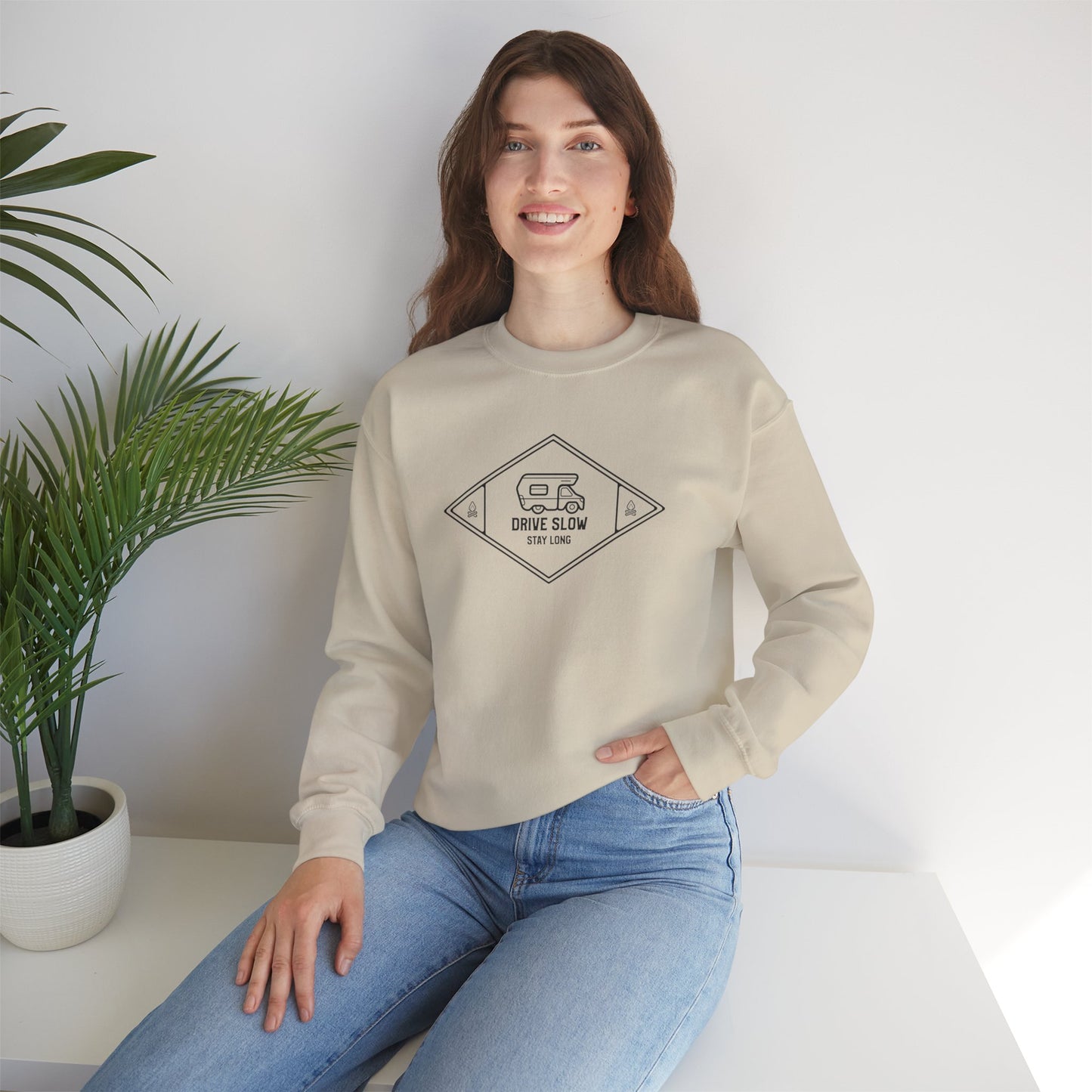 Drive Slow, Stay Long – Minimal Camper Sweatshirt