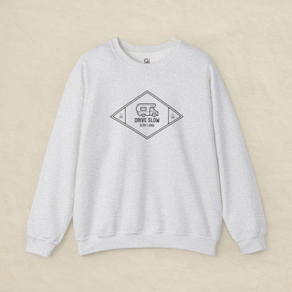 Drive Slow, Stay Long – Minimal Camper Sweatshirt