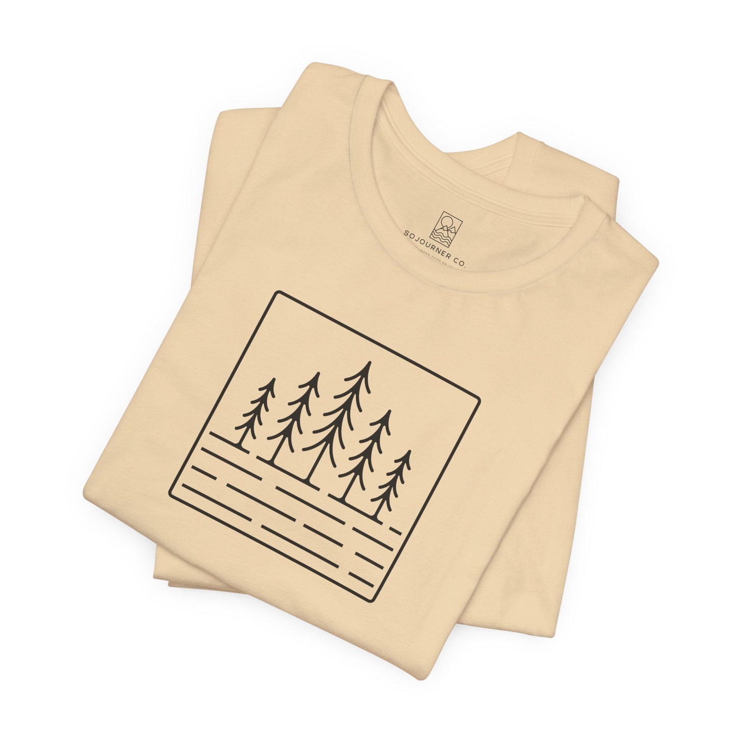 Pine Reflection Tee – Minimalist Forest Line Art