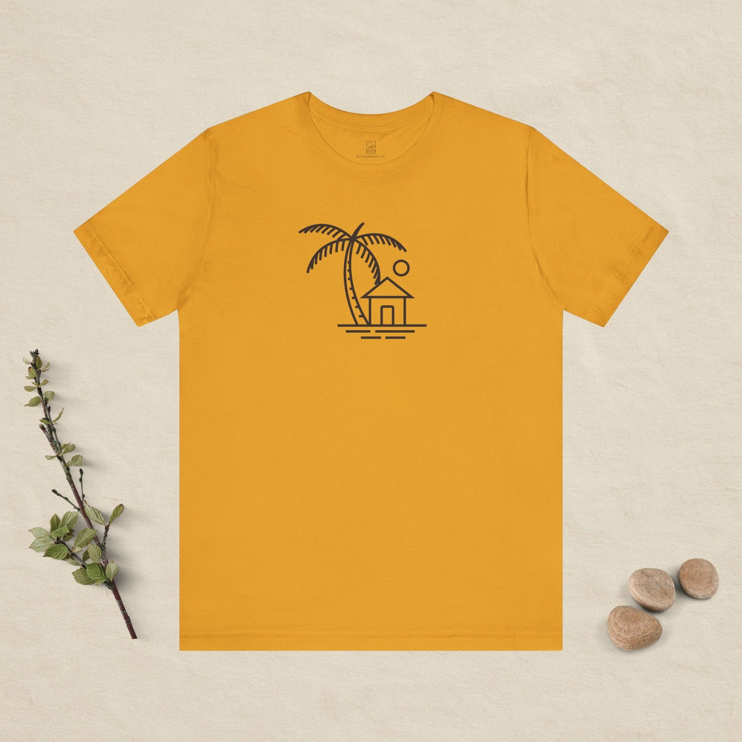 Palm & Hut Line Art T-Shirt