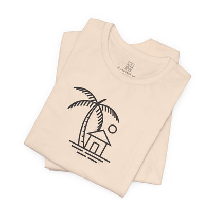Palm & Hut Line Art T-Shirt