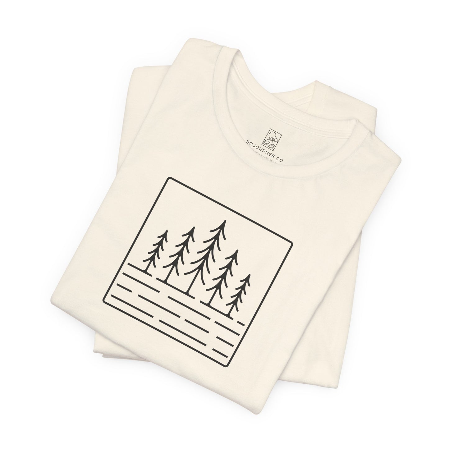 Pine Reflection Tee – Minimalist Forest Line Art