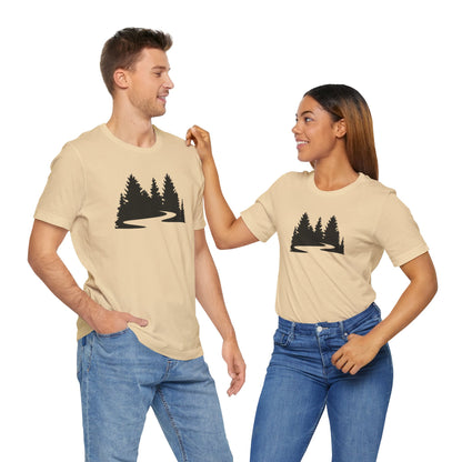 Winding Pines Tee – Bold Minimalist Forest Design