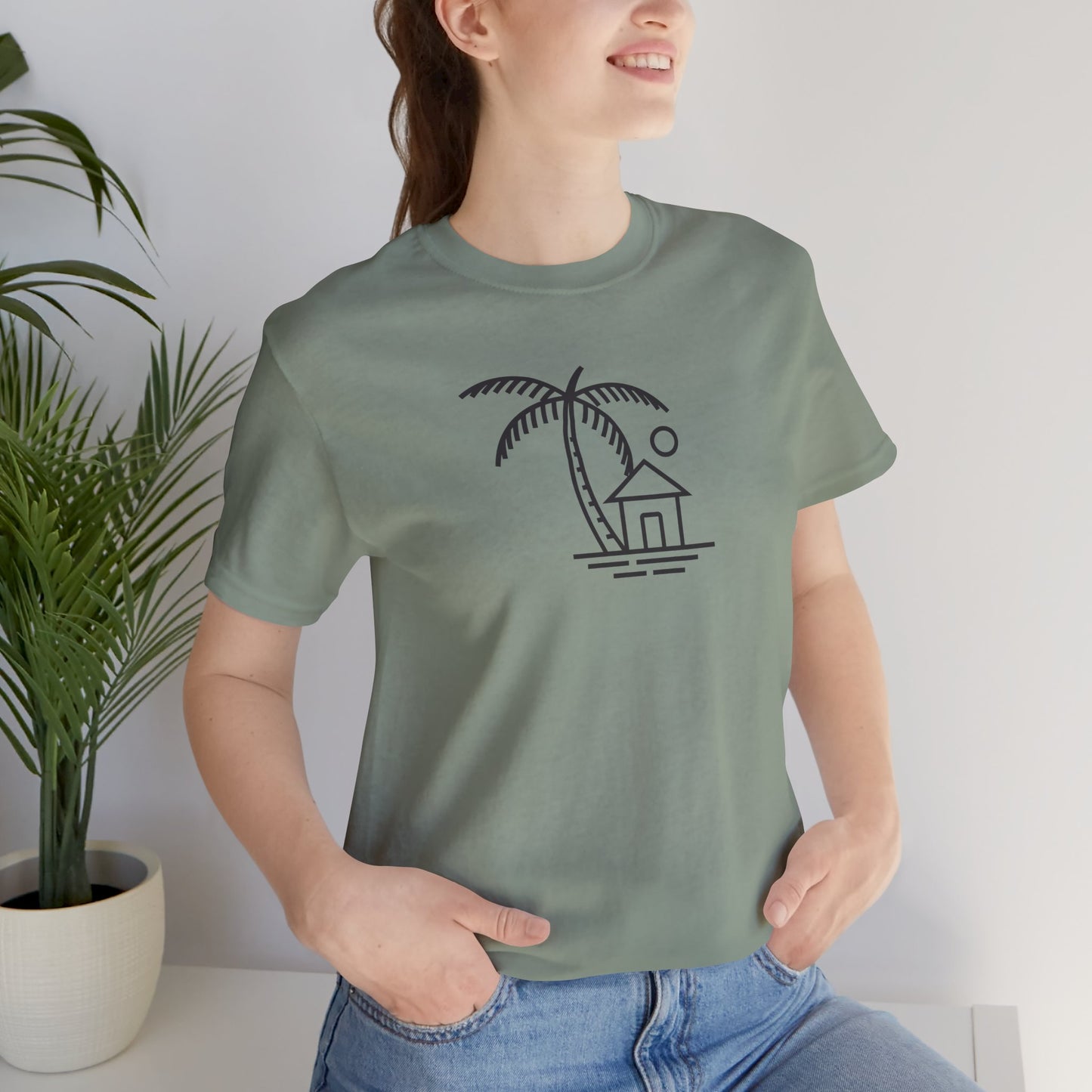Palm & Hut Line Art T-Shirt