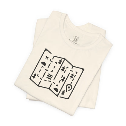 Adventure Map Tee – Minimalist Line Art for Explorers