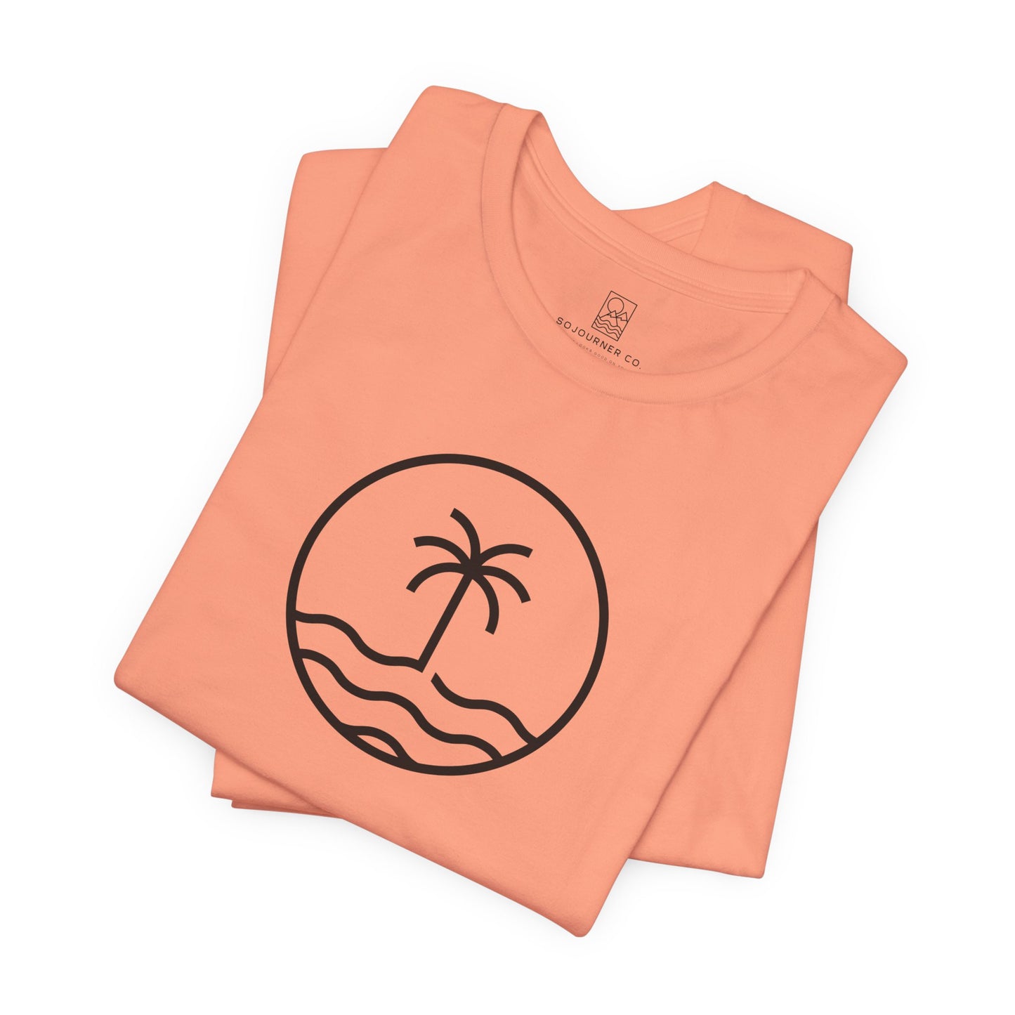 Coastal Circle Tee – Palm & Waves Minimalist Design