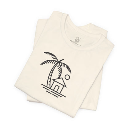 Palm & Hut Line Art T-Shirt