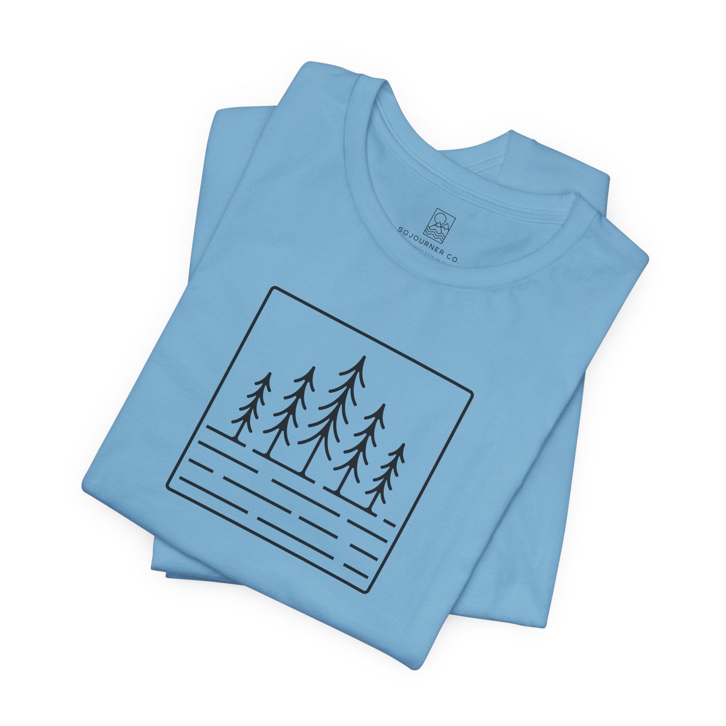 Pine Reflection Tee – Minimalist Forest Line Art