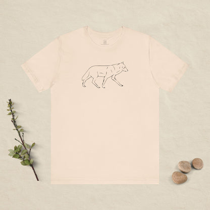 The Quiet Path – Minimalist Wolf Line Art Tee