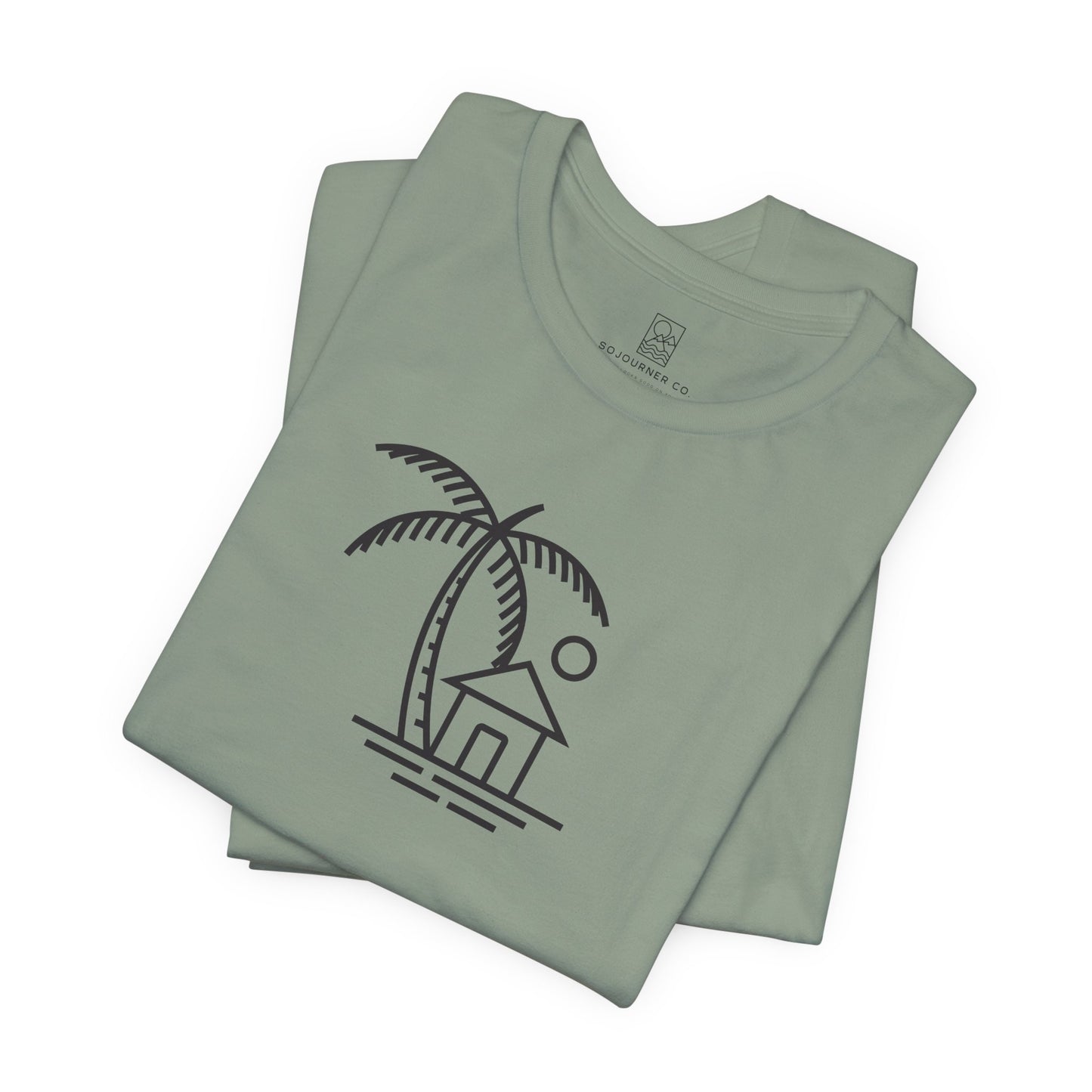 Palm & Hut Line Art T-Shirt