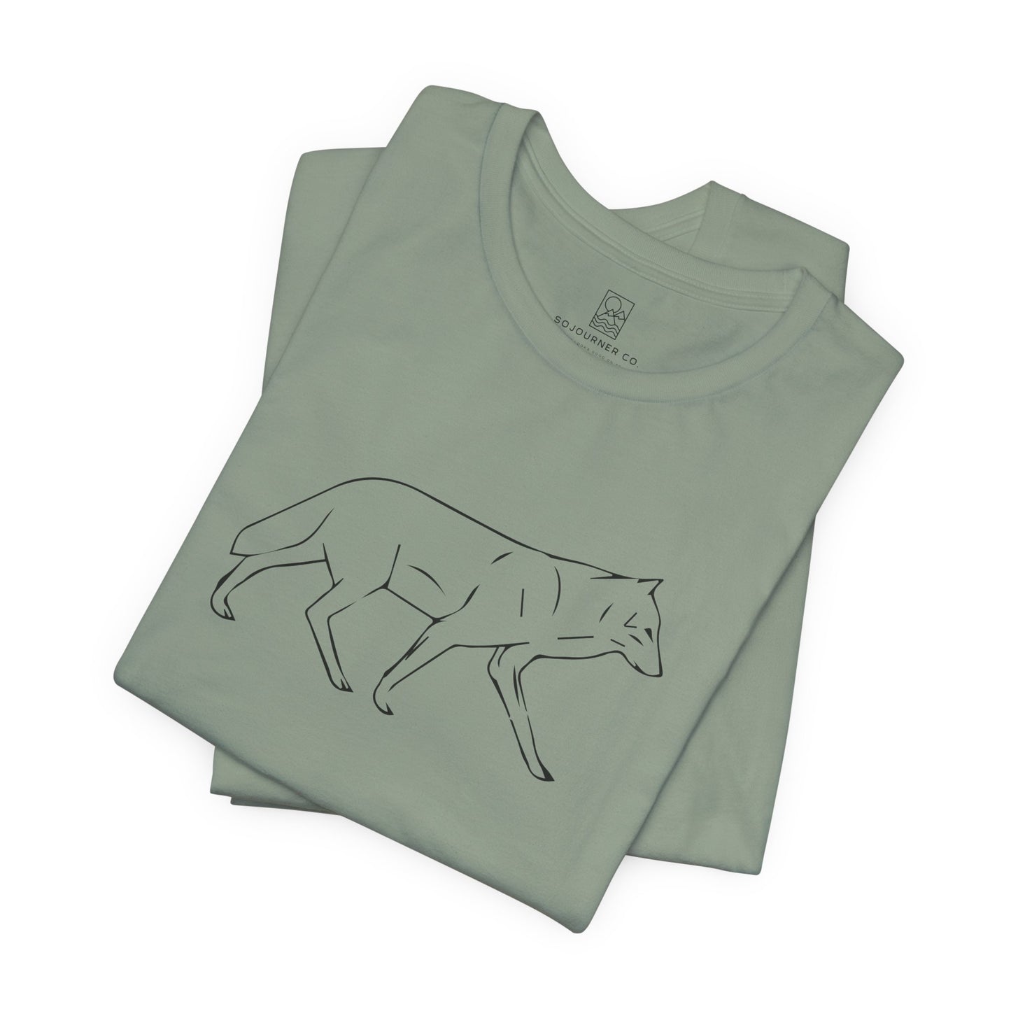 The Quiet Path – Minimalist Wolf Line Art Tee