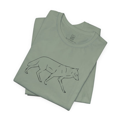 The Quiet Path – Minimalist Wolf Line Art Tee