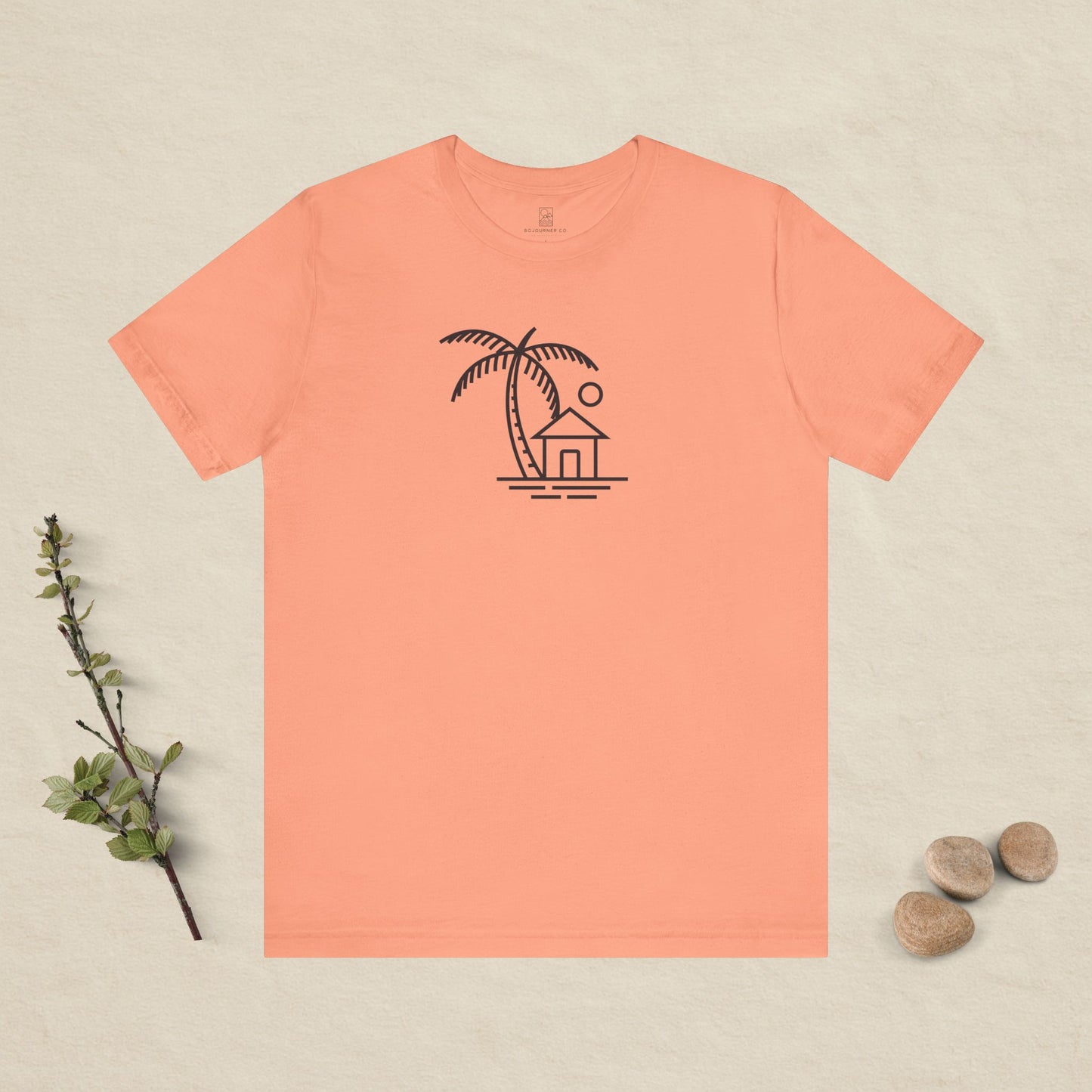 Palm & Hut Line Art T-Shirt
