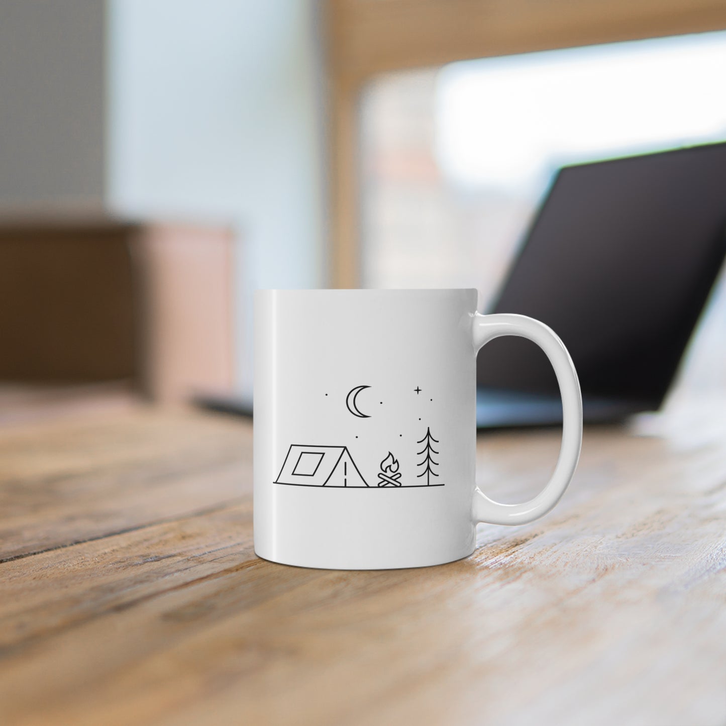 Tent Under Stars – Minimalist Mug