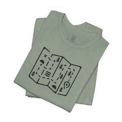 Adventure Map Tee – Minimalist Line Art for Explorers