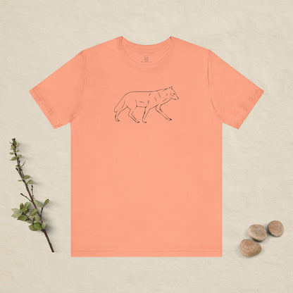 The Quiet Path – Minimalist Wolf Line Art Tee