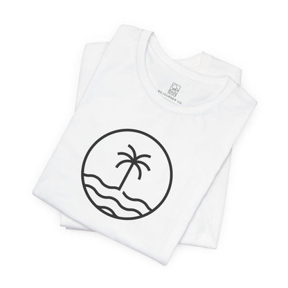 Coastal Circle Tee – Palm & Waves Minimalist Design