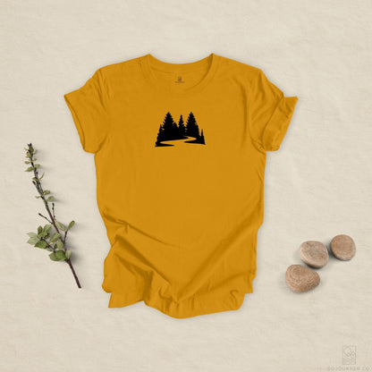 Winding Pines Tee – Bold Minimalist Forest Design
