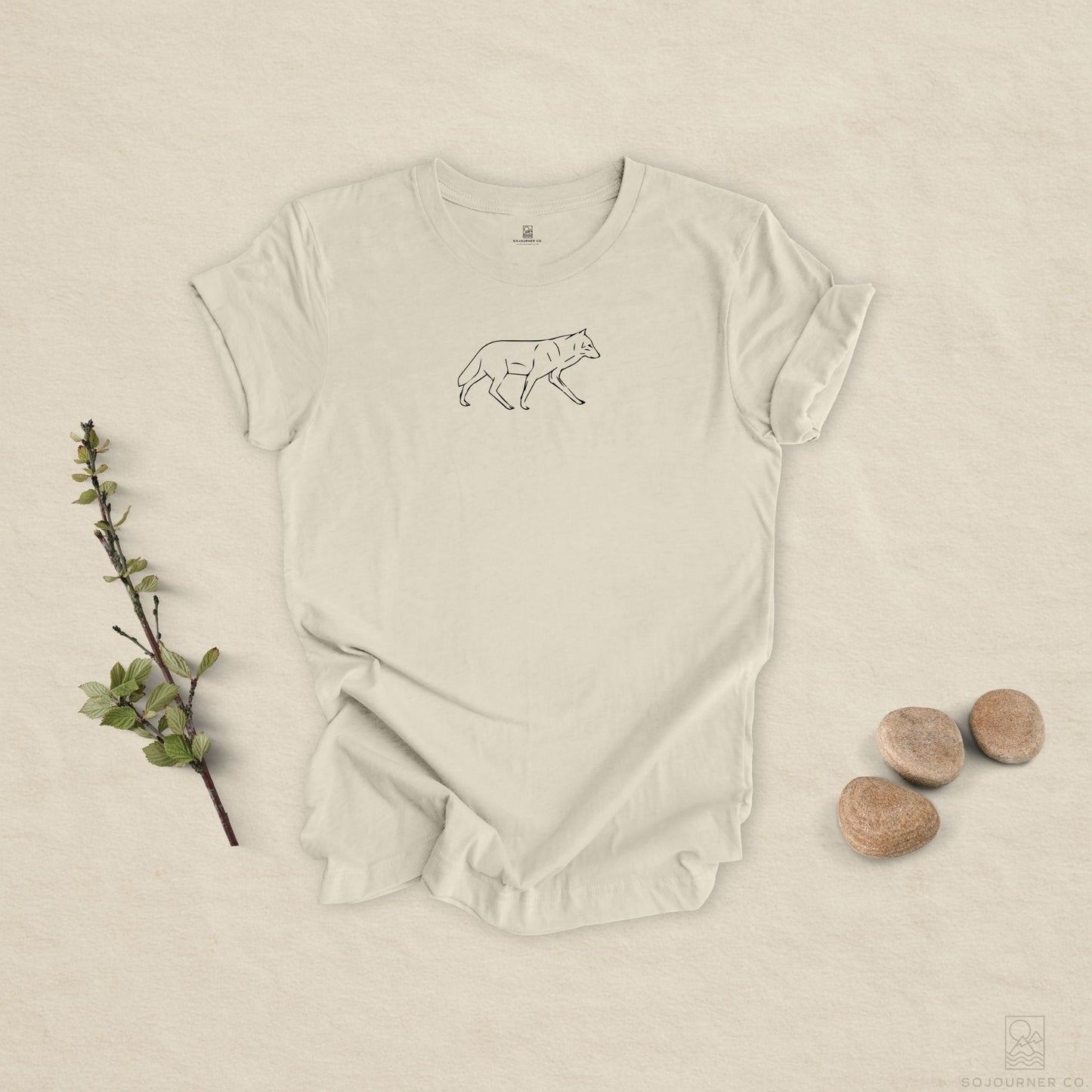 The Quiet Path – Minimalist Wolf Line Art Tee