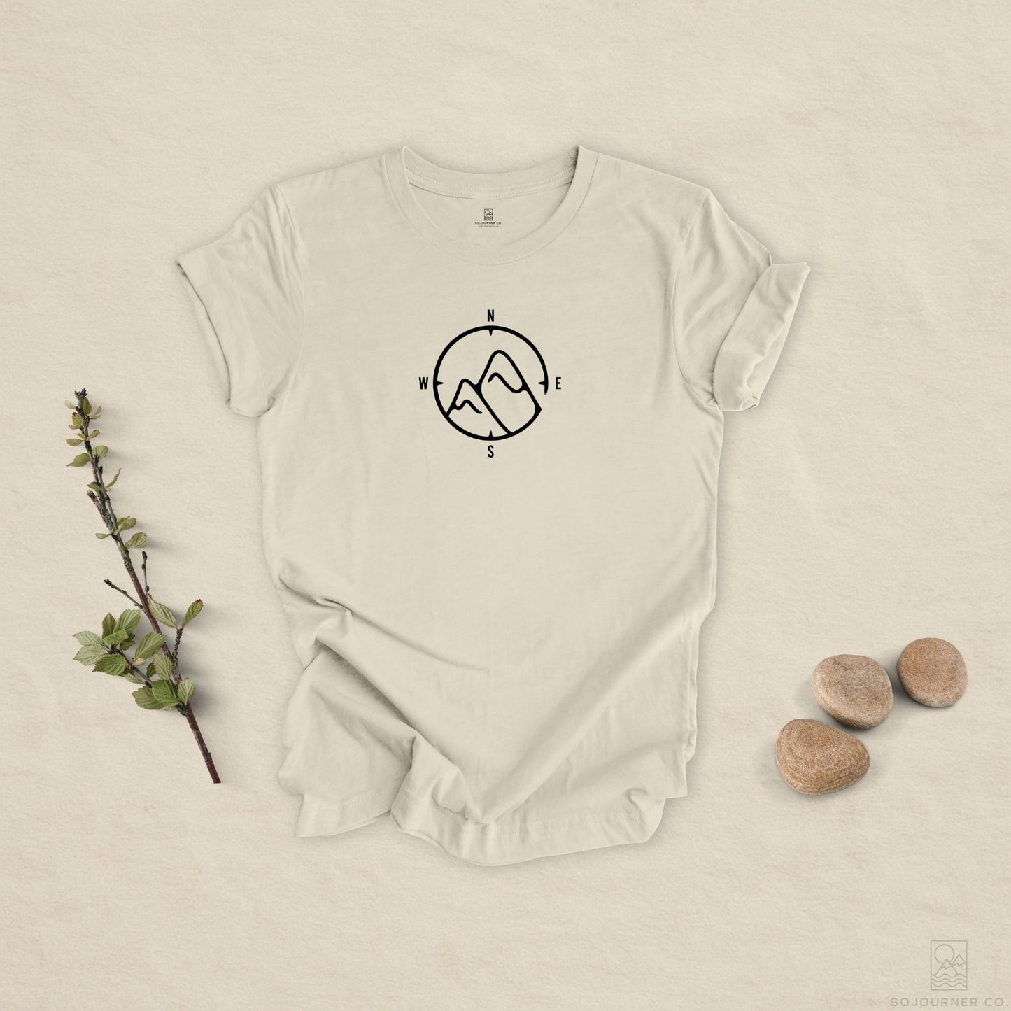 Mountain Compass Tee – Minimalist Nature Navigation